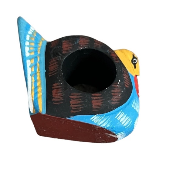 Set Of 6 Vintage 70s Hand painted Wooden Turkey Birds Napkin Ring Holders - Picture 11 of 12